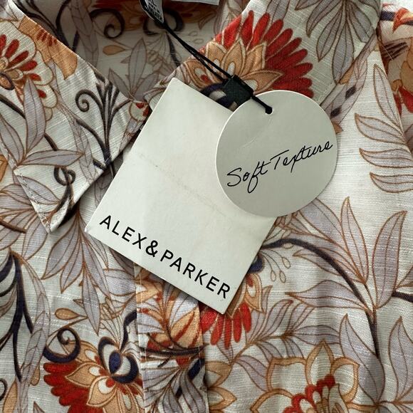 ALEX PARKER Womens Blouse Button Down Floral Relaxed Fit Spring Feminine XL - Picture 7 of 9